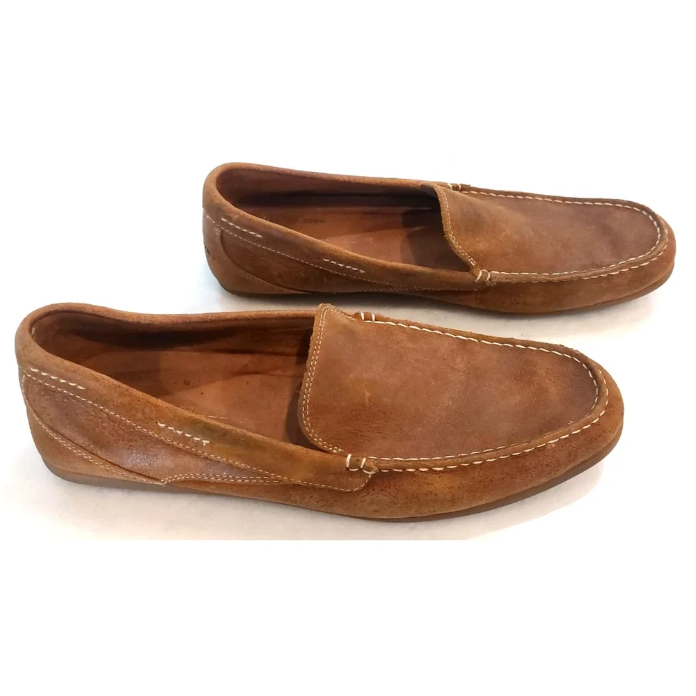 Rockport Leather‎ Loafers Shoes Tan Tumbled Leather Size 10